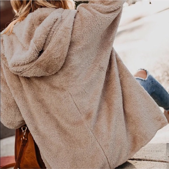 Jackets & Blazers - women plush hooded jacket faux fur coat